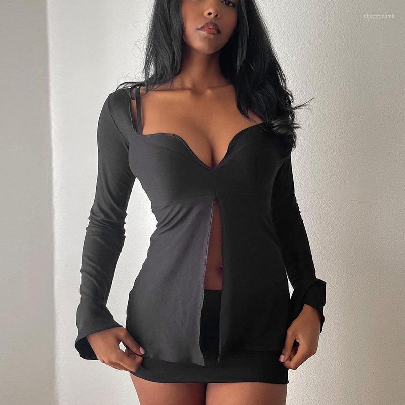 Women' T-Shirt Puloru Autumn Black Slim T-Shirts Casual Sexy Square Collar Long Sleeve Split Tops Women Low Cut Pullover Tees Streetwear
Women' T-Shirt Puloru Autumn Black Slim T-Shirts Casual Sexy Square Collar Long Sleeve Split Tops Women Low Cut Pullover Tees Streetwear