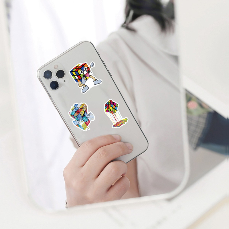 50pcs Creative Magic Cube stickers Rubik's cube Graffiti Kids Toy Skateboard car Motorcycle Bicycle Sticker Decals Wholesale