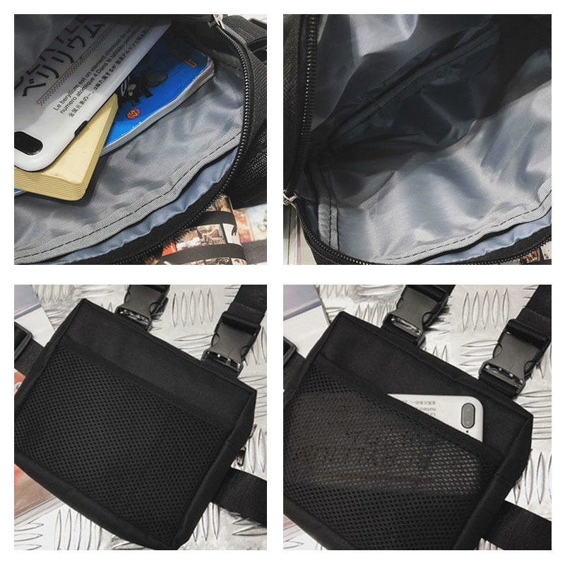 Punk Chest Bag Hip-Hop Tactical Streetwear Waist Pack Unisex Outdoor Functional Vest bags Two Pockets Harness Chest Rig Bag 220513