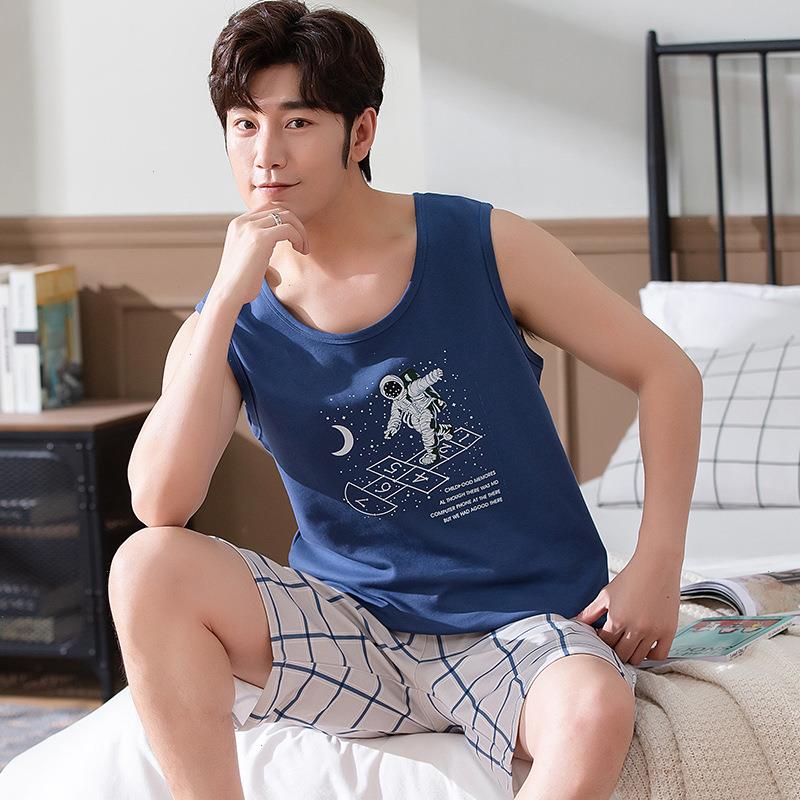 Summer Mens Pajamas Vest Sleepwear Shorts Casual Simple Combed Cotton Loungewear Sports Leisure 2 Piece Set Man Can Be Worn
Summer Mens Pajamas Vest Sleepwear Shorts Casual Simple Combed Cotton Loungewear Sports Leisure 2 Piece Set Man Can Be Worn