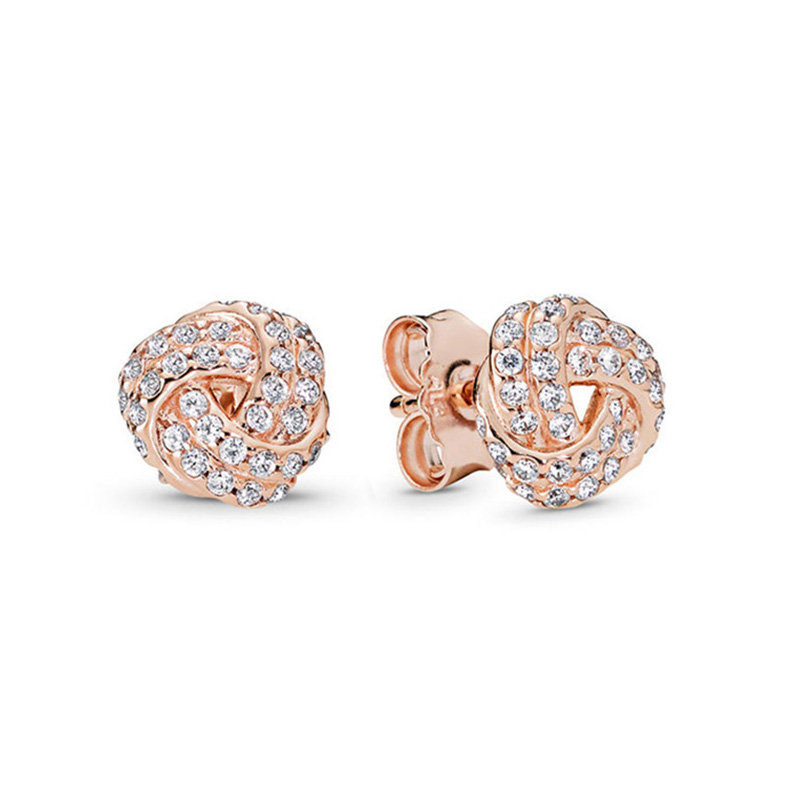 New High Quality Popular 925 Sterling Silver Cheap Infinity Stud Earrings Clear CZ For Fashion Earrings Women Wedding Jewelry Accessories