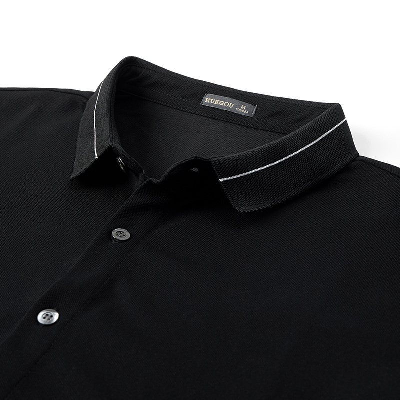 KUEGOU cotton cardigan polo shirt summer Men's poloshirt fashion extension men polo shirts short sleeves top plus size ZT-3391 220408