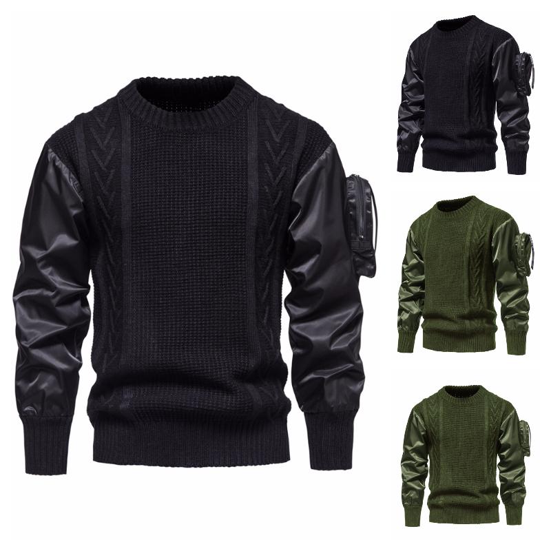 Men's Sweaters Winter Men's Round Neck Personalized Stitching Sleeves Three-dimensional Pocket Jacquard Pullover Sweater JacketMen's, Black
Men's Sweaters Winter Men's Round Neck Personalized Stitching Sleeves Three-dimensional Pocket Jacquard Pullover Sweater JacketMen's, Black