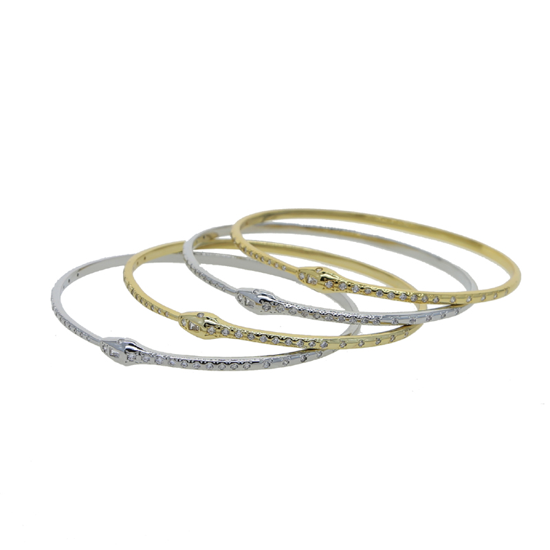 New design snake shape bracelet bangle with cz paved gold silver color party punk styles wedding bracelets jewelry wholesale