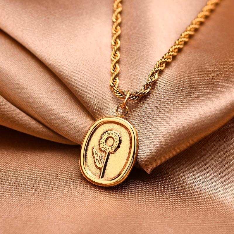 Pendant Necklaces Daisy Sunflower Necklace Stainless Steel Oval Flower With Twist Rope Chain Link Charm GiftPendant
Pendant Necklaces Daisy Sunflower Necklace Stainless Steel Oval Flower With Twist Rope Chain Link Charm GiftPendant