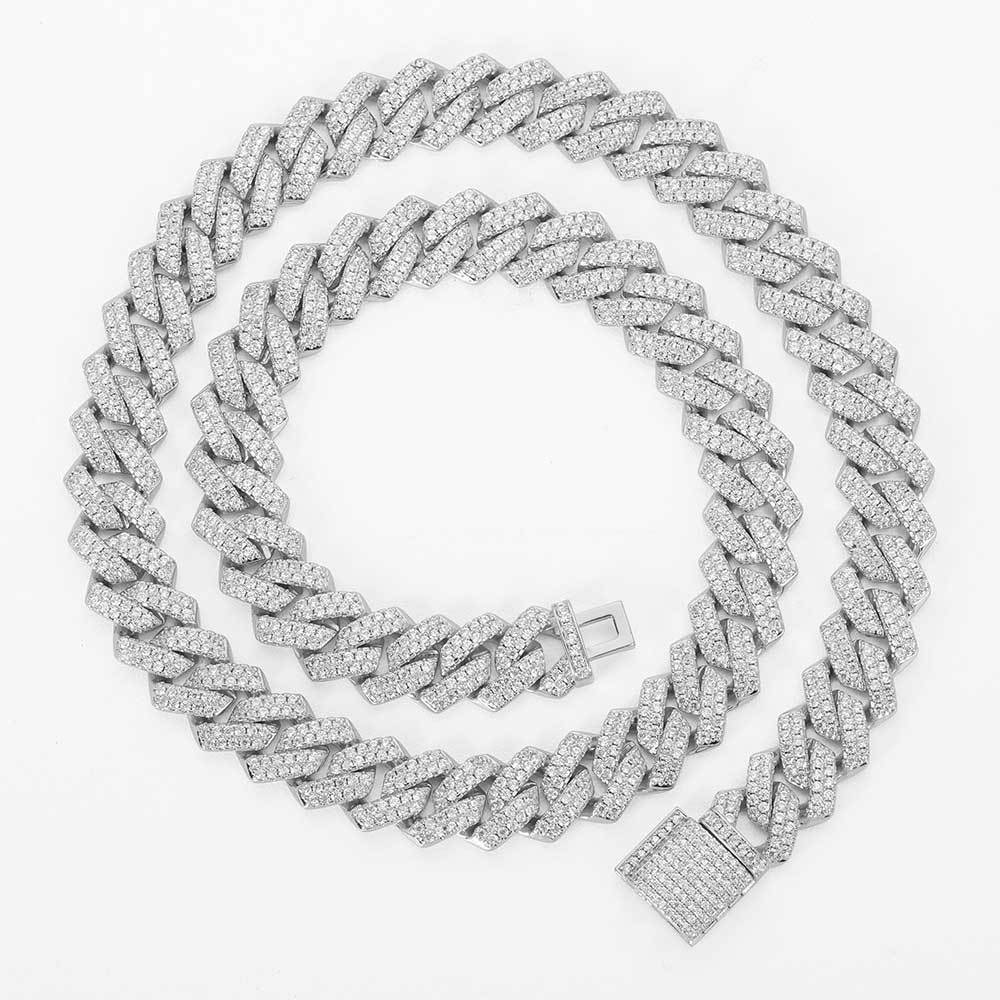 14mm Hip Hop Tennis Chains Jewelry Mens Diamond Cuban Link Necklaces 18k Real Gold Plated