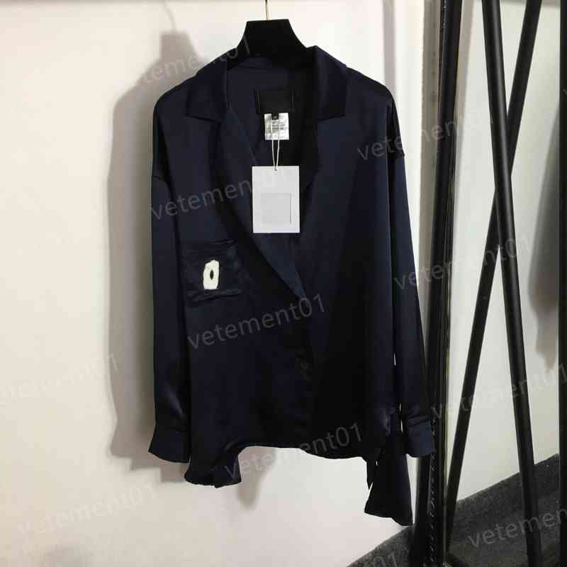 Womens Blouses Shirts Brand Logo Navy Blue Chest Pocket Irregular Lapel Long Sleeve Shirt Casual Luxury Blouses Designer For Women
Womens Blouses Shirts Brand Logo Navy Blue Chest Pocket Irregular Lapel Long Sleeve Shirt Casual Luxury Blouses Designer For Women