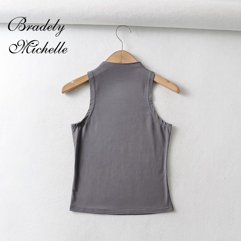 BRADELY MICHELLE Summer Arrival Women Solid Color Causal Sexy Croped-Top Sleeveless Tank Streetwear 220316