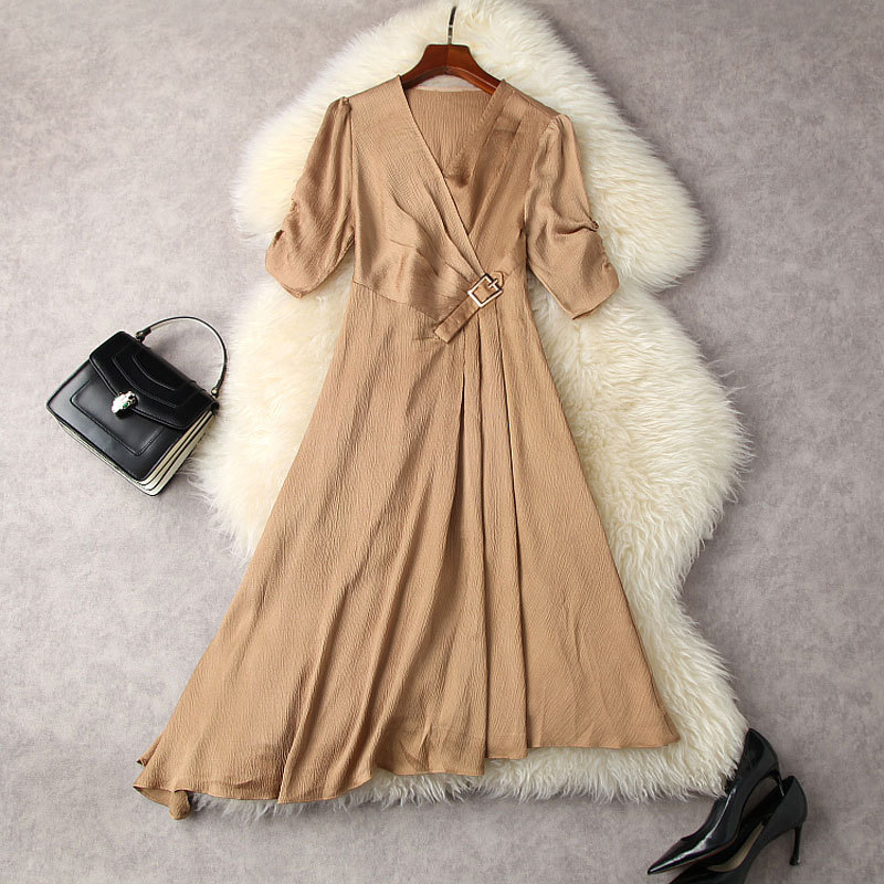 2022 Spring Summer Short Sleeve V Neck Black / Khaki / Green Solid Color Ruffle Detail Panelled Elastic Waist Mid-Calf Asymmetry Dress Elegant Casual Dresses 22M253028
2022 Spring Summer Short Sleeve V Neck Black / Khaki / Green Solid Color Ruffle Detail Panelled Elastic Waist Mid-Calf Asymmetry Dress Elegant Casual Dresses 22M253028