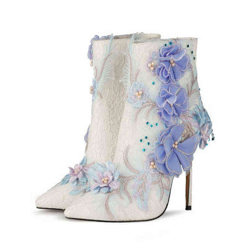 Embroidery Flower Women's Ankle Boots Pointed Toe Stiletto High Heel Wedding Shoes Quality Handmade Pearl Botas Femininas 220729, Sky blue
Embroidery Flower Women's Ankle Boots Pointed Toe Stiletto High Heel Wedding Shoes Quality Handmade Pearl Botas Femininas 220729, Sky blue