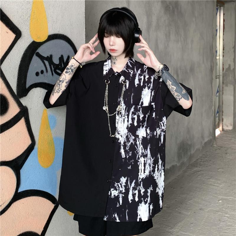 Women's Blouses & Shirts Gothic Loose Short Sleeve Shirt 2022 Summer Printed For Men And Women Blouse With Half Sleeves Unisex Harajuku Stre, Black
Women's Blouses & Shirts Gothic Loose Short Sleeve Shirt 2022 Summer Printed For Men And Women Blouse With Half Sleeves Unisex Harajuku Stre, Black