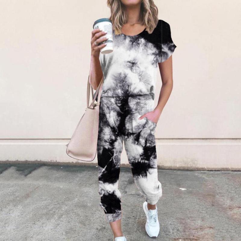 Women' Two Piece Pants Tracksuit Tie Dye Loose Sports Suit Women Short Sleeve T-shirt Drawstring Outfit For Spring/Summer Clothing 2022, Black
Women' Two Piece Pants Tracksuit Tie Dye Loose Sports Suit Women Short Sleeve T-shirt Drawstring Outfit For Spring/Summer Clothing 2022, Black