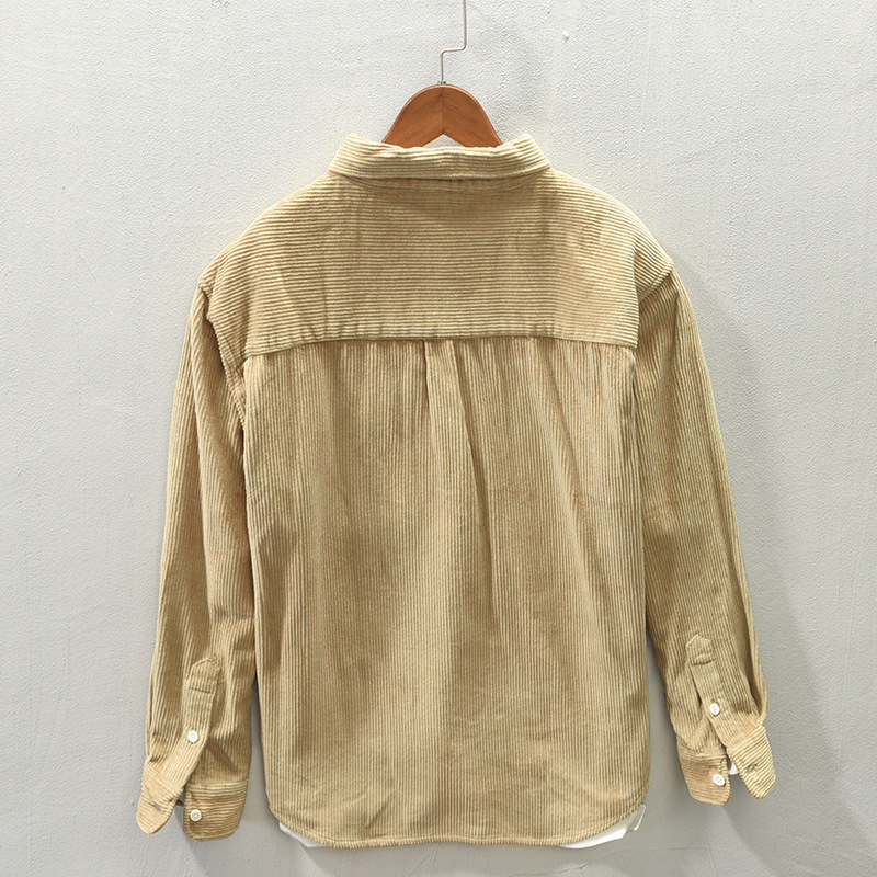 Autumn Winter Men Corduroy Shirt Thick Pure Cotton Button Up Casual Long Sleeve Pocket GA-D221 220322