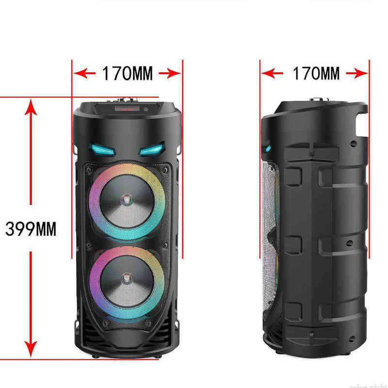 30W LED portable bluetooth speaker wireless sound column high power stereo subwoofer party speaker with microphone home karaoke H2