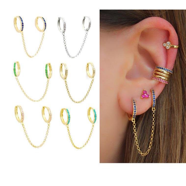 Hoop & Huggie Sterling Silver Double Mini Small With Tassel Chain Earring For 2 Piercing Fashion Women JewelryHoop
Hoop & Huggie Sterling Silver Double Mini Small With Tassel Chain Earring For 2 Piercing Fashion Women JewelryHoop