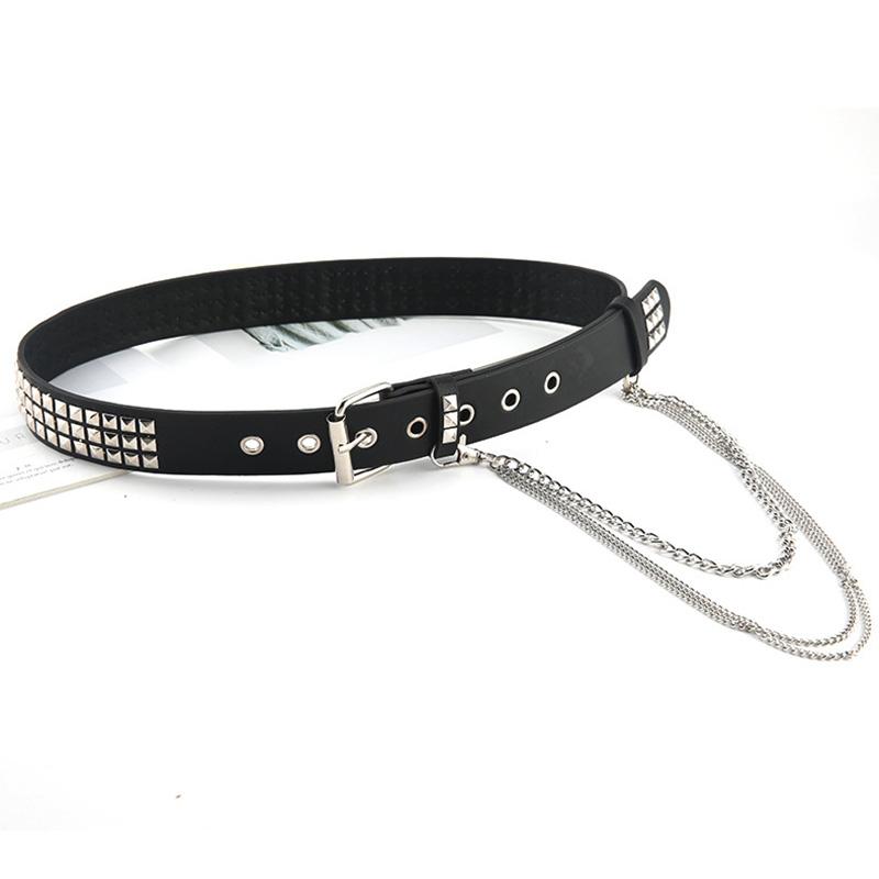 Belts Fashionable Personality Trend Gothic Rivet Hanging Chain Unisex Belt Jeans PU Leather Punk Accessories Women Waistband, Black
Belts Fashionable Personality Trend Gothic Rivet Hanging Chain Unisex Belt Jeans PU Leather Punk Accessories Women Waistband, Black