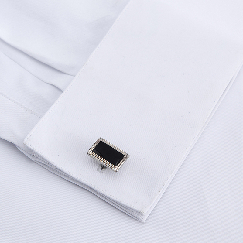 Men's Classic French Cuffs Solid Dress Shirt Covered Placket Formal Business Standard-fit Long Sleeve Office Work White Shirts 220330