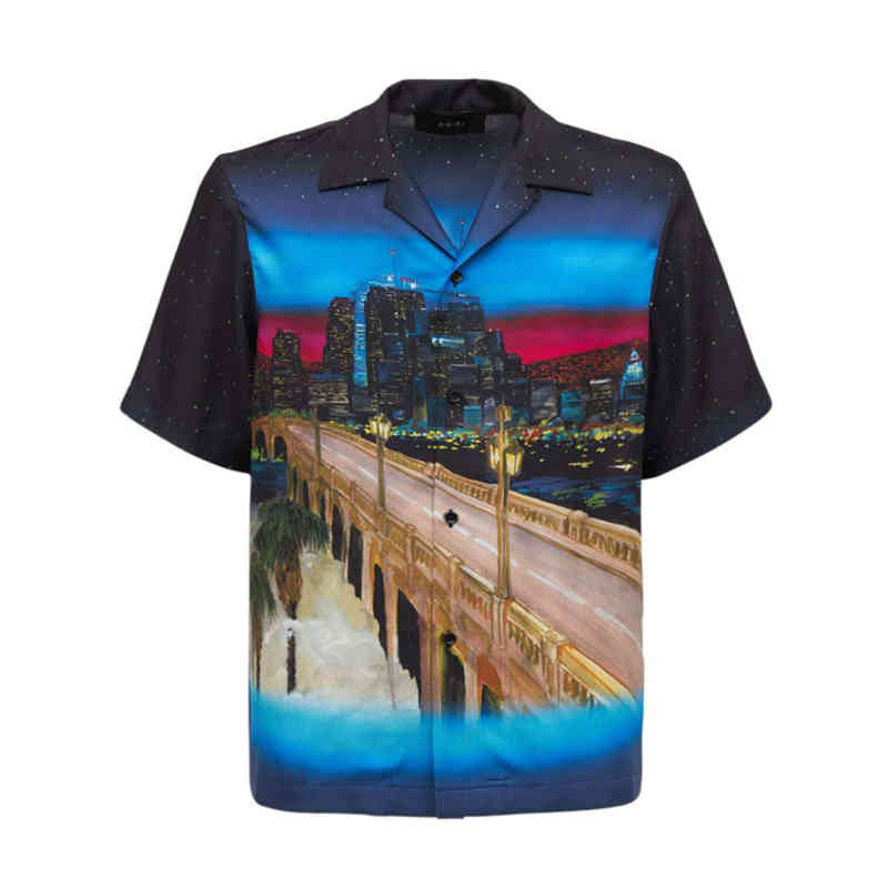 Designer t Shirts Oversized Amirss Wang Yuan' Men' and Women' Casual Loose Silk Short Sleeved Shirt with City Star Night View Bridge, Black4
Designer t Shirts Oversized Amirss Wang Yuan' Men' and Women' Casual Loose Silk Short Sleeved Shirt with City Star Night View Bridge, Black4