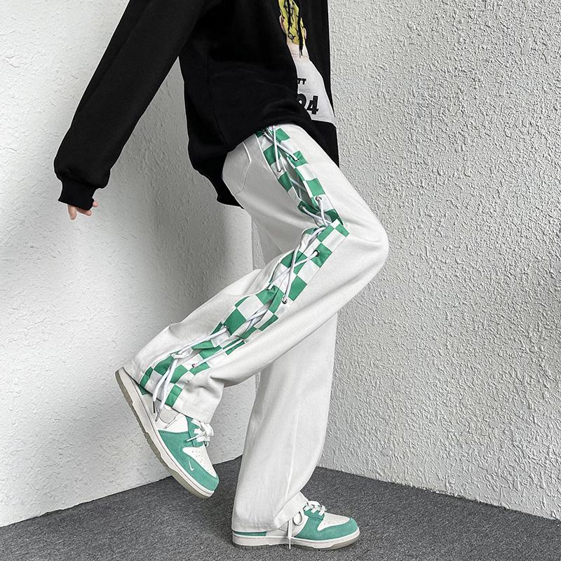 Men' Pants Checkerboard Drawstring Casual Men Straight Loose Hip Hop Fashion Patckwork Streetwear Male All-match TrousersMen, Black
Men' Pants Checkerboard Drawstring Casual Men Straight Loose Hip Hop Fashion Patckwork Streetwear Male All-match TrousersMen, Black