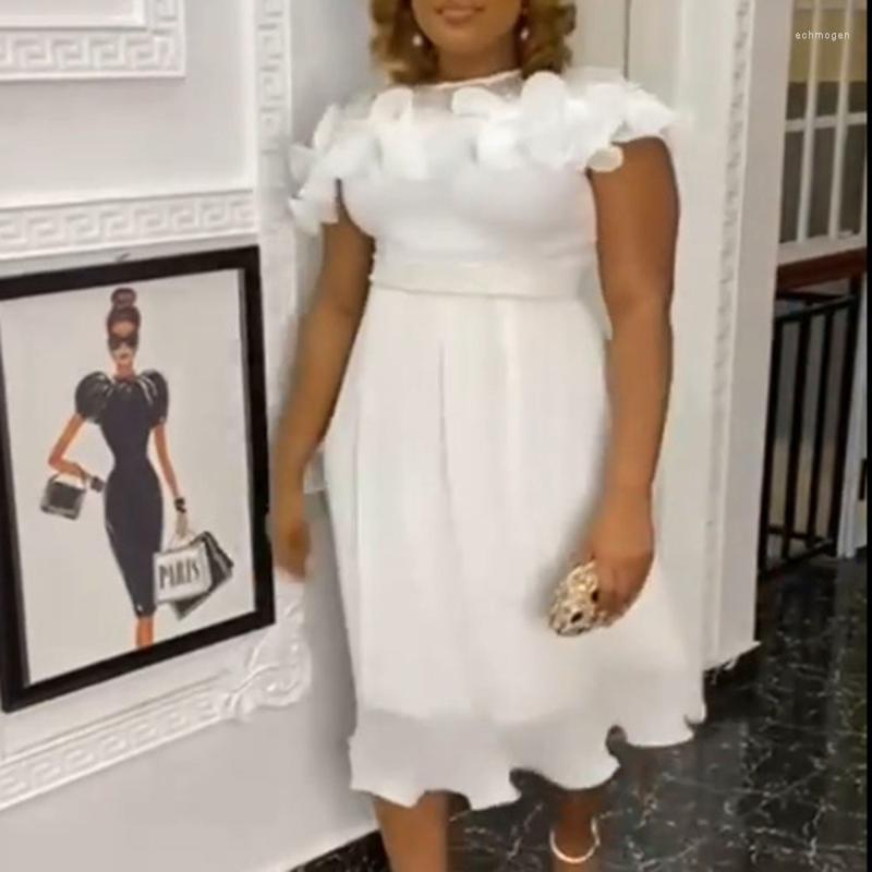Plus Size Dresses Pure Color 2022 African Fashion Women's Clothing Round Neck Wooden Ears Pleated Beaded Chiffon Dress Echm22, White
Plus Size Dresses Pure Color 2022 African Fashion Women's Clothing Round Neck Wooden Ears Pleated Beaded Chiffon Dress Echm22, White