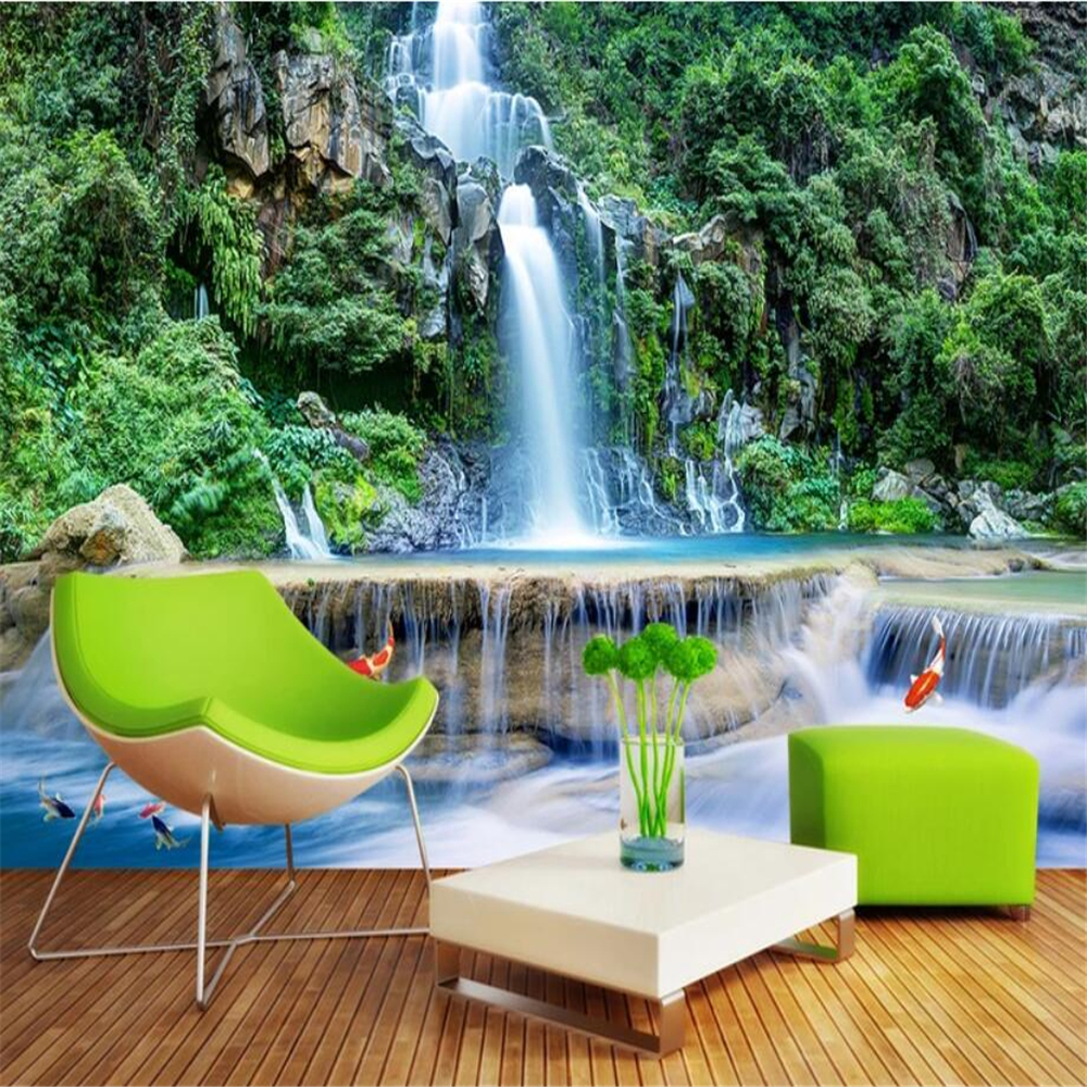Custom wallpaper 3d mural mountain waterfall water 3D mural landscape background wall living room wallpaper 3d mural