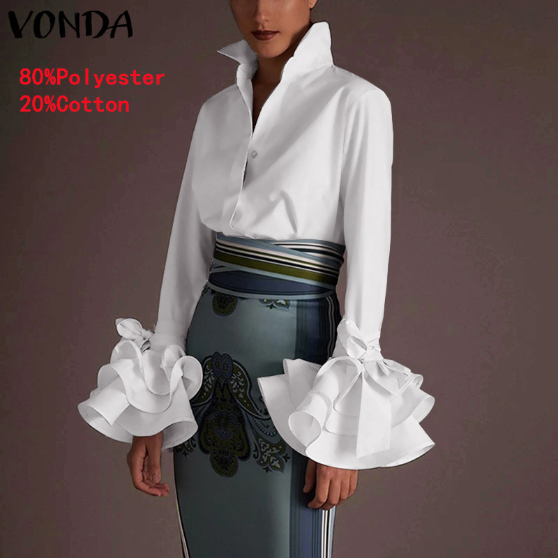 Women Shirts VONDA Spring Summer Sexy Turn-down Collar Flare Sleeve Party Tops Office Shirt Casual Blusas 220609, F-black
Women Shirts VONDA Spring Summer Sexy Turn-down Collar Flare Sleeve Party Tops Office Shirt Casual Blusas 220609, F-black
