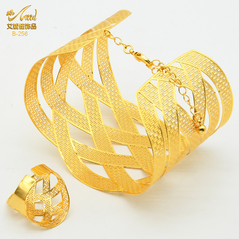 ANIID Dubai Chain Cuff Bangle With Ring For Women Moroccan Gold Bracelet Jewelry Nigerian Wedding Party Gift Indian Bracelet 220713