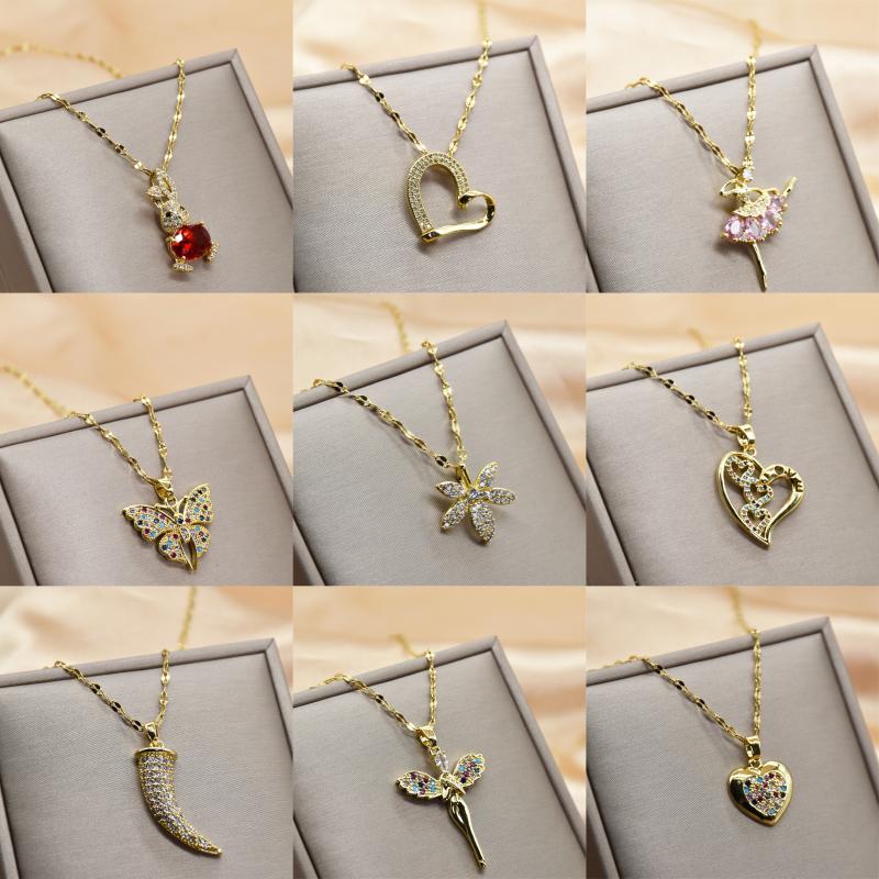 Chains Stainless Steel Necklace For Women Copper Pendant Gold Plated Heart Butterfly Zircon Jewelry StyleChains
Chains Stainless Steel Necklace For Women Copper Pendant Gold Plated Heart Butterfly Zircon Jewelry StyleChains