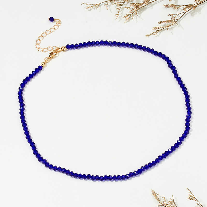 Boho Handmade Black Blue Crystal Summer Beads Clavicle Chain Women Necklace Female Party Style Jewelry Gifts Accessories Choker