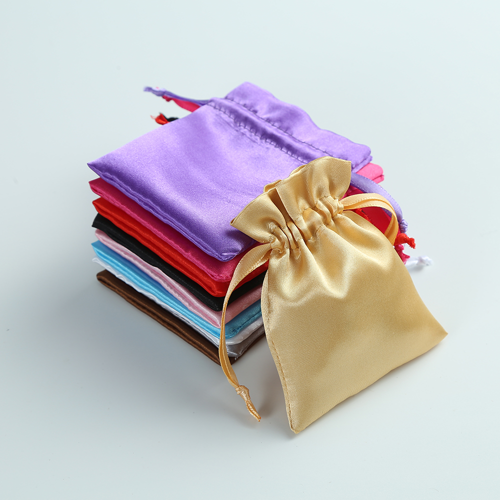 50pcs Pink Satin Drawstring Bag Small Jewelry Pouch Package Storage Wedding Party Gift Packing Pouches for Womens Baby Shower