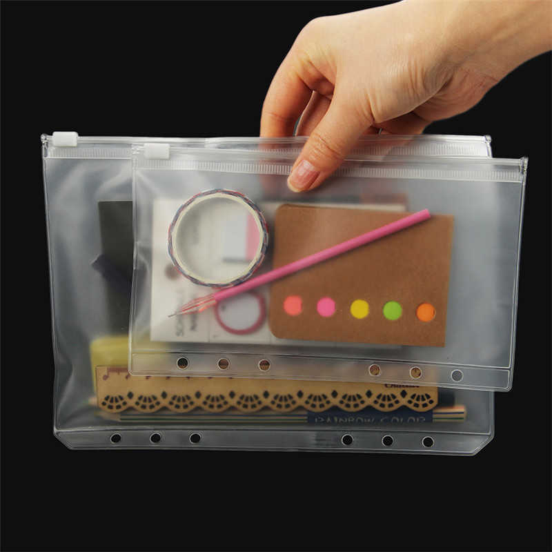 File Folder A5/A6/A7 Waterproof PVC Zip Bag Transparent Envelope Pouch Frosted Zipper Pocket Portable Storage Bags