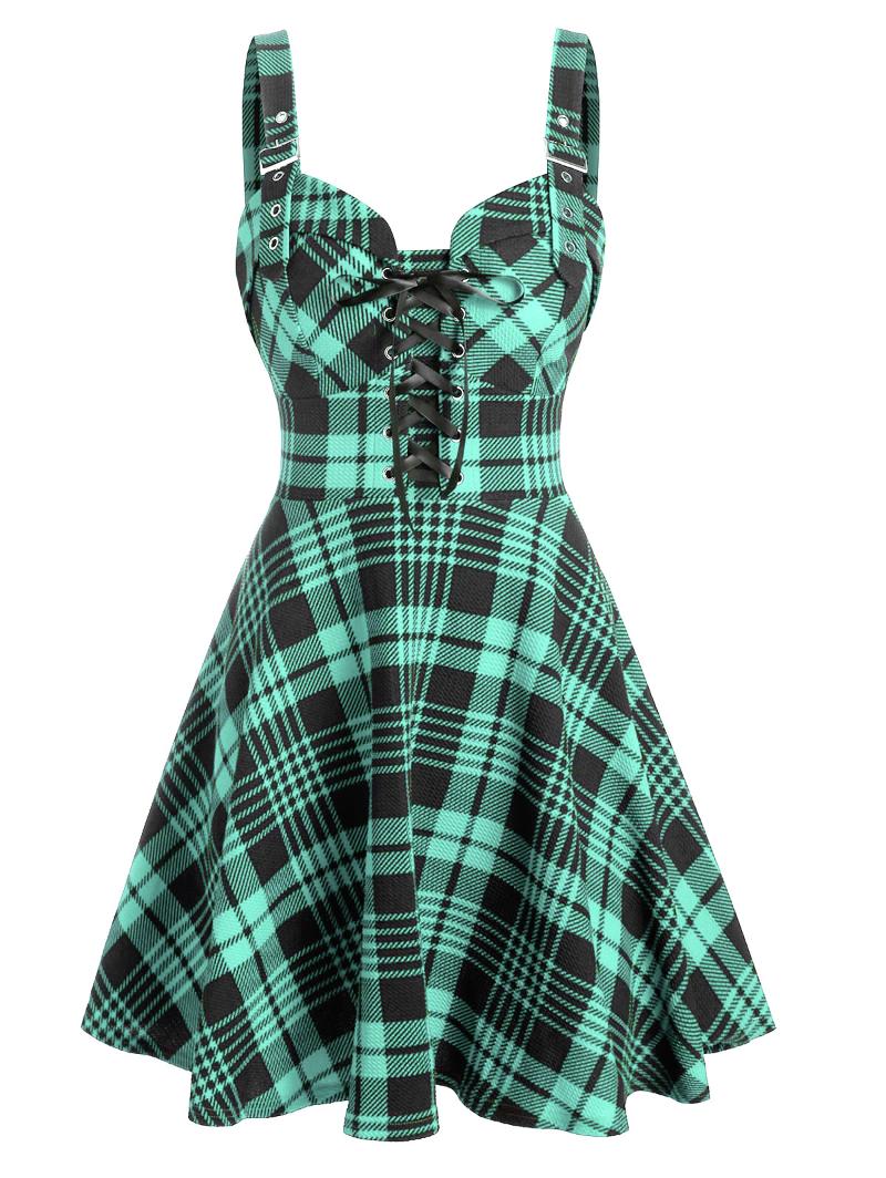 Casual Dresses Plaid Print Lace-up Front Buckle Strap Dress A Line Mini Sleeveless DressesCasual, Purple1901
Casual Dresses Plaid Print Lace-up Front Buckle Strap Dress A Line Mini Sleeveless DressesCasual, Purple1901
