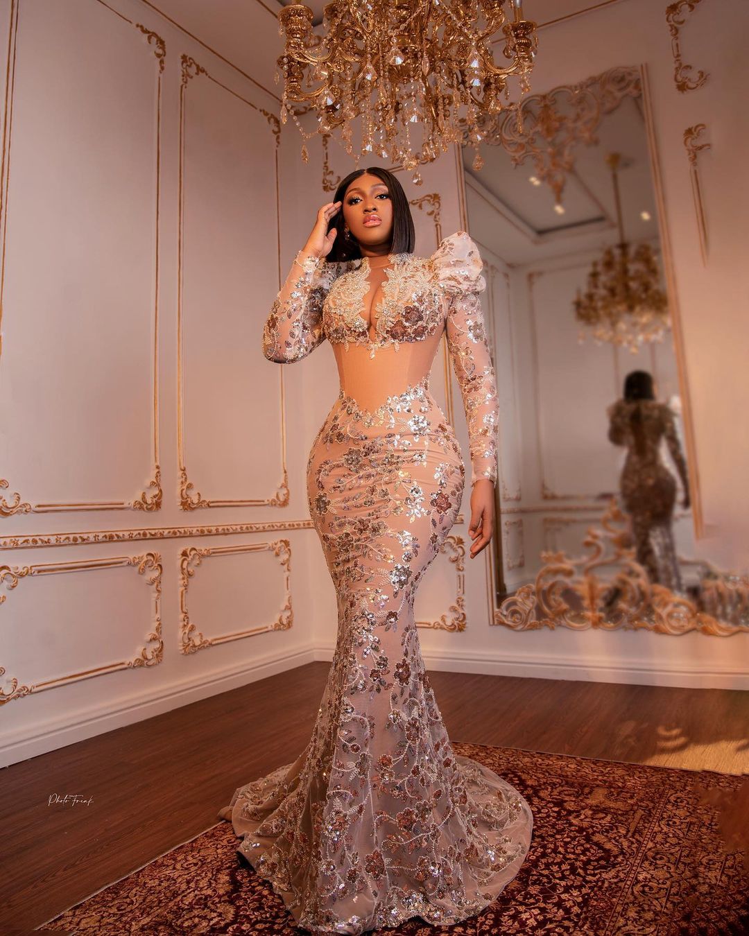 Plus Size Arabic Aso Ebi Mermaid Luxurious Gold Prom Dresses Beaded Crystals Evening Formal Party Second Reception Birthday Engagement Gowns Dress ZJ9