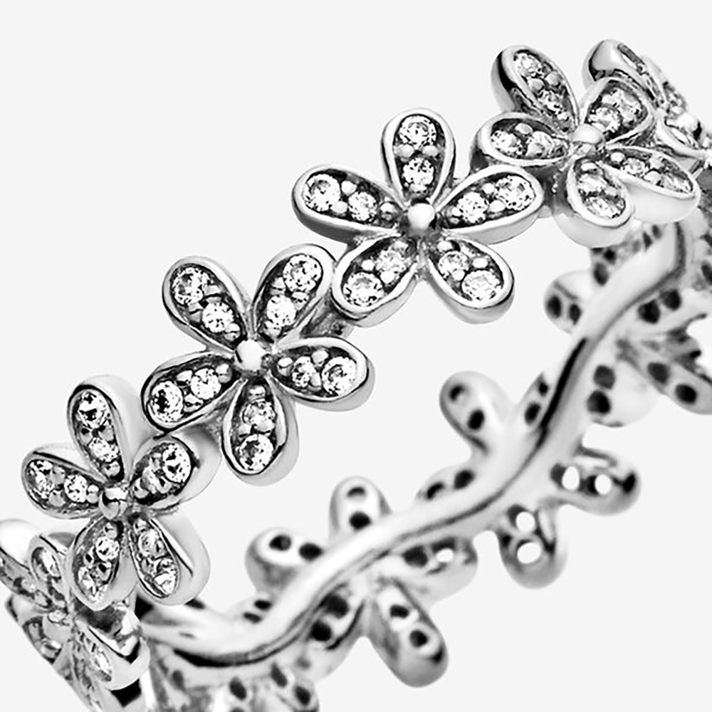 2024 Popular Silver Sparkling Leaves Daisy Flower Crown Ring Love and heart rings for women men Jewelry Fashion Accessories