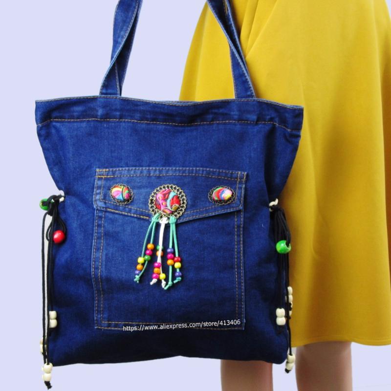 Evening Bags Vintage Hmong Denim Bohemian Hobo Tote Bag Embroidery Handbags Large Shopping Shoulder Travel Colorful Pom Charm 1002Evening, As pic
Evening Bags Vintage Hmong Denim Bohemian Hobo Tote Bag Embroidery Handbags Large Shopping Shoulder Travel Colorful Pom Charm 1002Evening, As pic