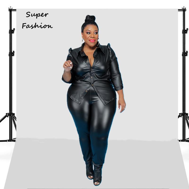 Women's Plus Size Tracksuits -4XL Female Large Sets Winter Long Sleeve PU Sexy 2 Two Piece Outfit Women Pants Suit Ladies Wholesale Drop, Black
Women's Plus Size Tracksuits -4XL Female Large Sets Winter Long Sleeve PU Sexy 2 Two Piece Outfit Women Pants Suit Ladies Wholesale Drop, Black