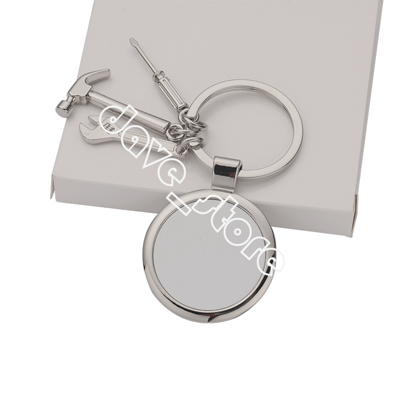 Sublimation Blank Stainless Steel Keychain Pendant Hammer Wrench Tool Heat Transfer Keychain Key Chain Father's Day Gift Keyring