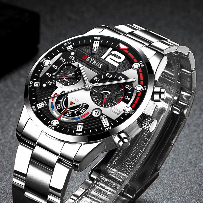 Fashion Mens Watches Luxury Stainless Steel Quartz Wristwatch Calendar Luminous Clock Men Business Casual Leather Watch, Steel black silver
Fashion Mens Watches Luxury Stainless Steel Quartz Wristwatch Calendar Luminous Clock Men Business Casual Leather Watch, Steel black silver