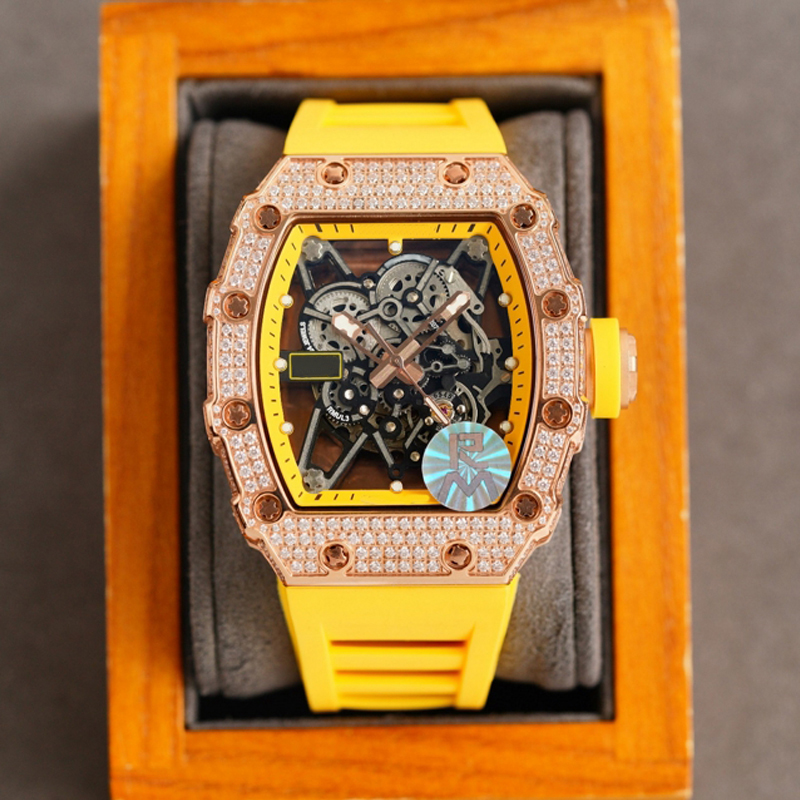 6 Types Iced out Luxury Mens Watches Yellow strap 42mm size full diamonds automatic self-winding Glide smooth second hand wristwatch Black Top quality, 06
6 Types Iced out Luxury Mens Watches Yellow strap 42mm size full diamonds automatic self-winding Glide smooth second hand wristwatch Black Top quality, 06
