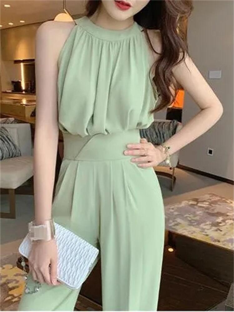 Women' Two Piece Pants Women Summer Suit Sleeveless Top High Waist Set Two-piece Outfit Office ClothesWomen, Light green
Women' Two Piece Pants Women Summer Suit Sleeveless Top High Waist Set Two-piece Outfit Office ClothesWomen, Light green
