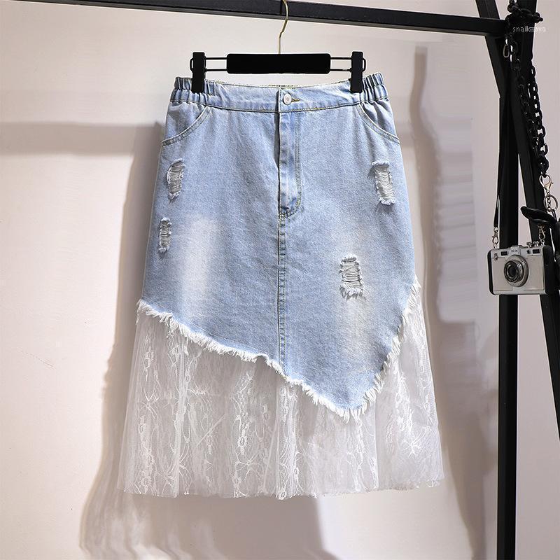 2XL-6XL Women Plus Size High Waist Denim Skirt Casual Summer Large Mesh Skirts Elastic Hole 5XL Faldas, Blue
2XL-6XL Women Plus Size High Waist Denim Skirt Casual Summer Large Mesh Skirts Elastic Hole 5XL Faldas, Blue