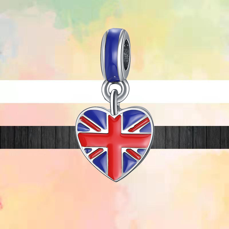 Fit charms 925 bracelet Bead Original box Fashion Colorful Flag Of Italy Spain Canada Brazil European charm jewelry