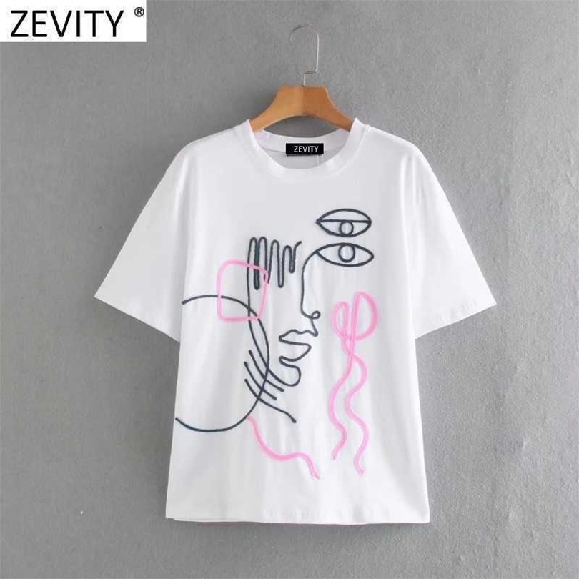 Zevity Women Basic O Neck Short Sleeve Casual Slim T-shirt Female Abstract Girl Appliques Chic Knit Summer Tops LS9081 210603, As pic ls9081lyz
Zevity Women Basic O Neck Short Sleeve Casual Slim T-shirt Female Abstract Girl Appliques Chic Knit Summer Tops LS9081 210603, As pic ls9081lyz