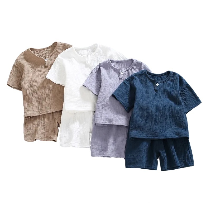 Baby kids Girls Clothes BOY SET Summer Toddler boy Cotton T-shirtShorts Linen Children Clothing Outfits Suits For 1 To 8 Years 220815