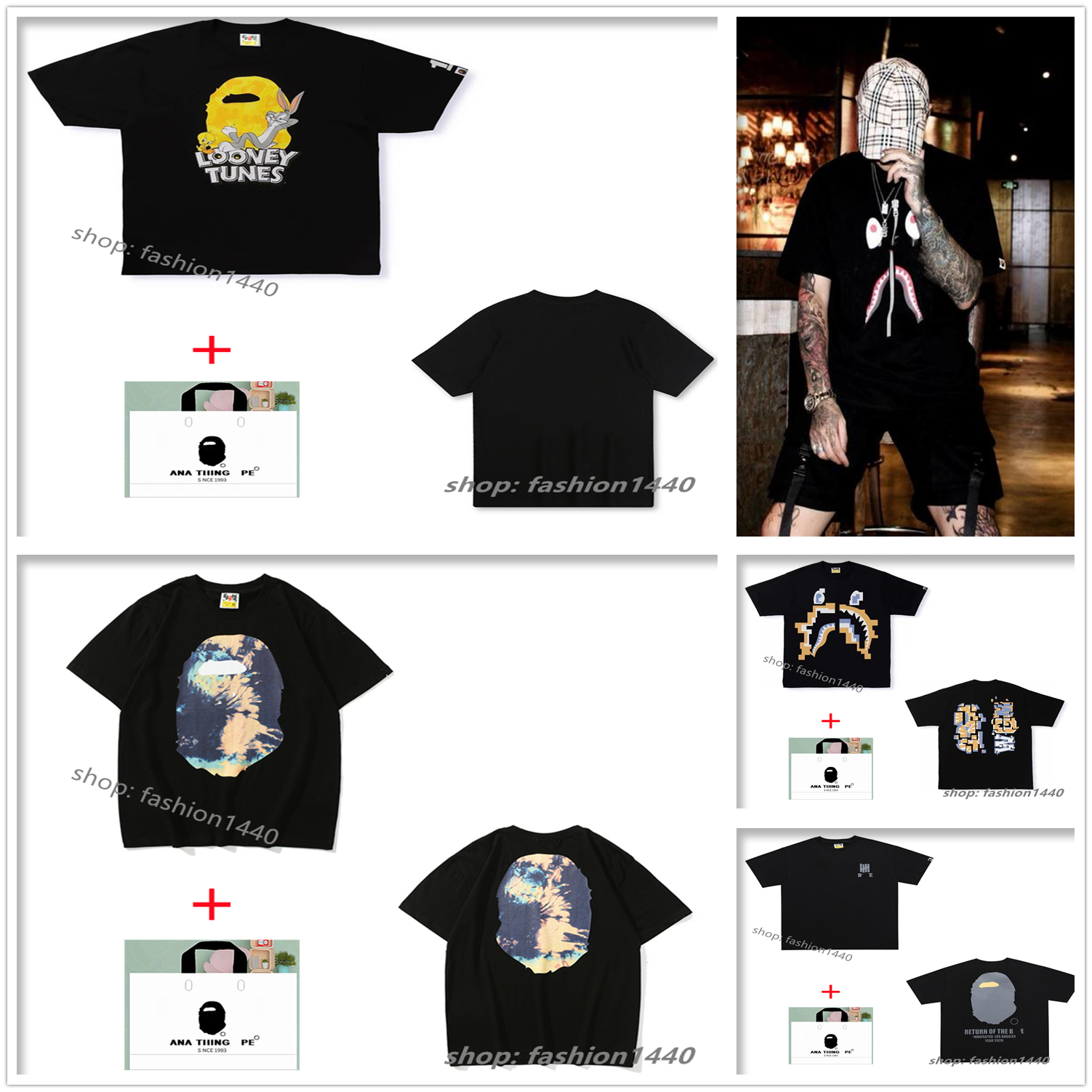 apes Men t shirt shark head women's short-sleeved T-shirt gradient camouflage luminous high quality printing Japanese tide brand couple cotton belt tote bag B07, 1 pcs button
apes Men t shirt shark head women's short-sleeved T-shirt gradient camouflage luminous high quality printing Japanese tide brand couple cotton belt tote bag B07, 1 pcs button