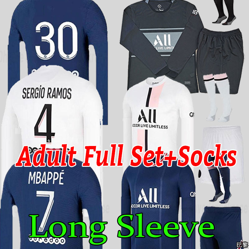 Long sleeve MBAPPE HAKIMI PLAYER #30 soccer jersey SERGIO RAMOS 21 22 Maillots de football 2021 2022 MARQUINHOS VERRATTI pSGS men kit shirt maillot foot third 3rd, Away
Long sleeve MBAPPE HAKIMI PLAYER #30 soccer jersey SERGIO RAMOS 21 22 Maillots de football 2021 2022 MARQUINHOS VERRATTI pSGS men kit shirt maillot foot third 3rd, Away