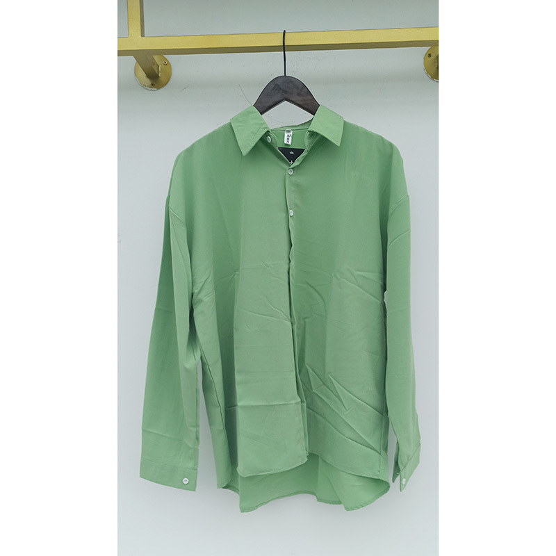 IEFB Lapel Men's Shirt Handsome Black Green Korean Fashion Chic Long Sleeve Loose Casual Single Breasted Tops 9Y8207 220322