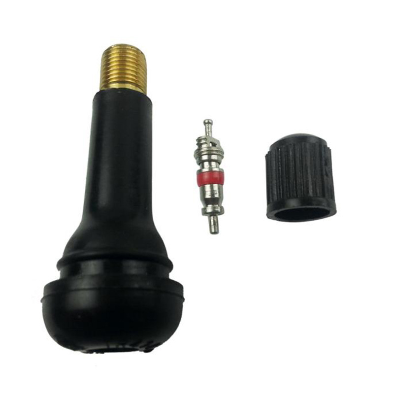 Black TR412 TR413 TR414 Tubeless Wheel Tire Valve Stems Nut With Cap Tyre Rubber Valves With Dust-Caps