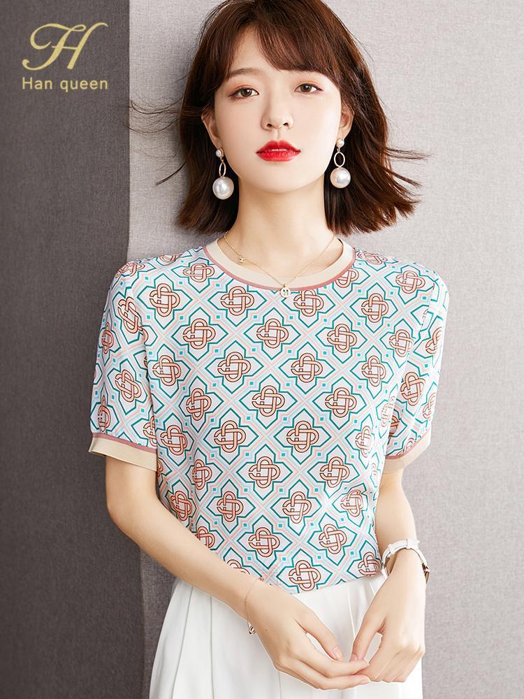Women' Blouses & Shirts Han Queen Summer O-Neck Print Shirt Women Blouse Vintage Work Casual Top Chiffon Elegant Simple Loose Business Shir, Photo
Women' Blouses & Shirts Han Queen Summer O-Neck Print Shirt Women Blouse Vintage Work Casual Top Chiffon Elegant Simple Loose Business Shir, Photo