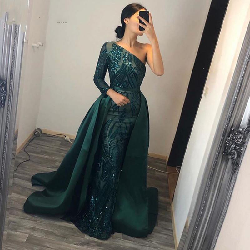 Party Dresses Elegant Green Mermaid Evening Dress 2022 Muslim One Shoulder With Detachable Train Sequin Lace Prom GownsParty, Silver
Party Dresses Elegant Green Mermaid Evening Dress 2022 Muslim One Shoulder With Detachable Train Sequin Lace Prom GownsParty, Silver